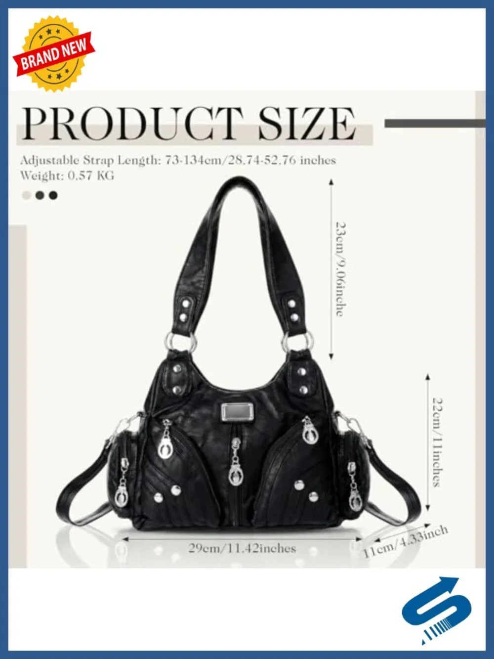 Large Capacity Y2k Hobo Vegan Leather Satchel Handbag Multi-pocket Goth Trendy